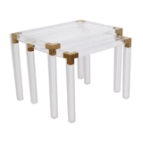 Nesting tables from the 1970s in brass, glass and lucite