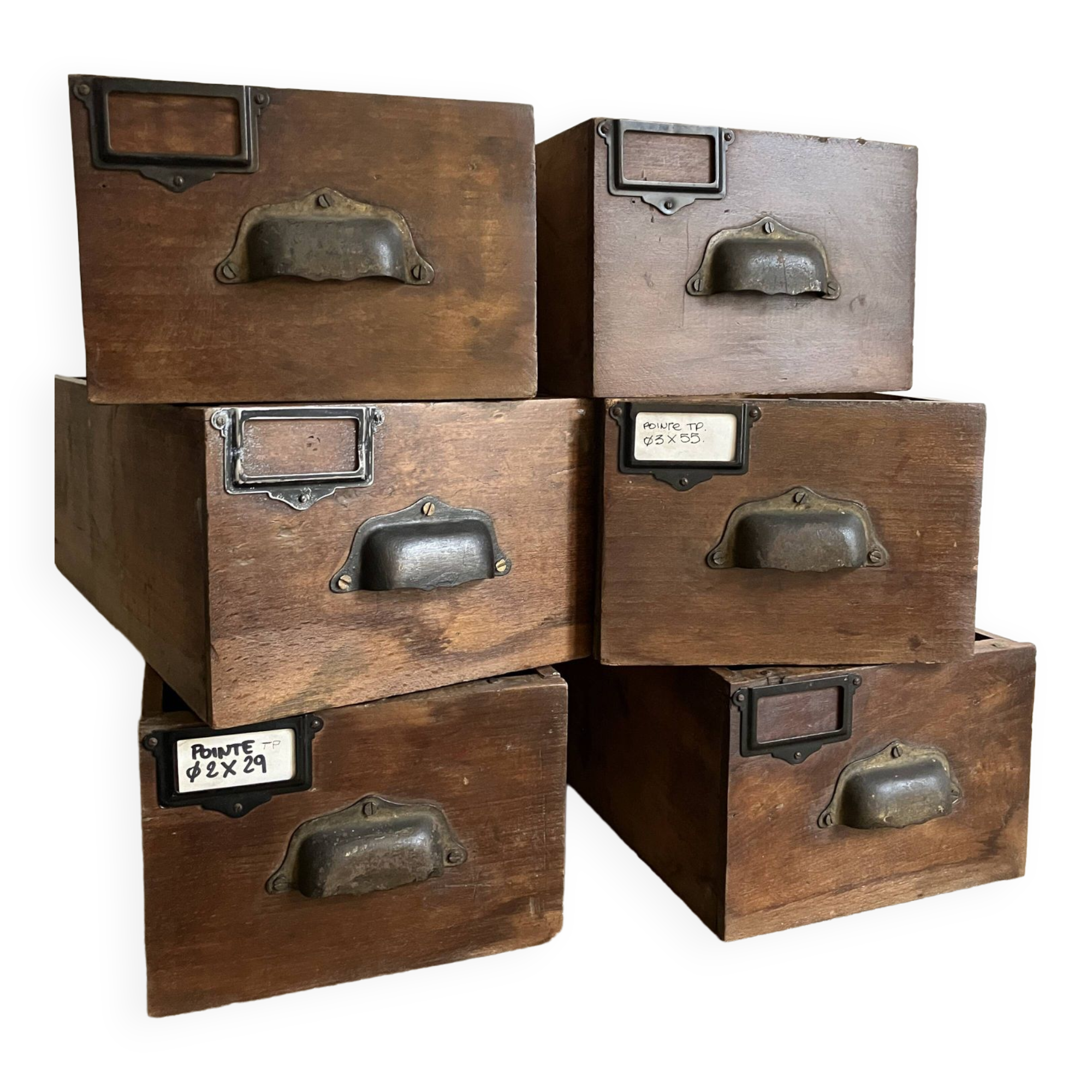 Reserved Andrea - 6 old workshop drawers