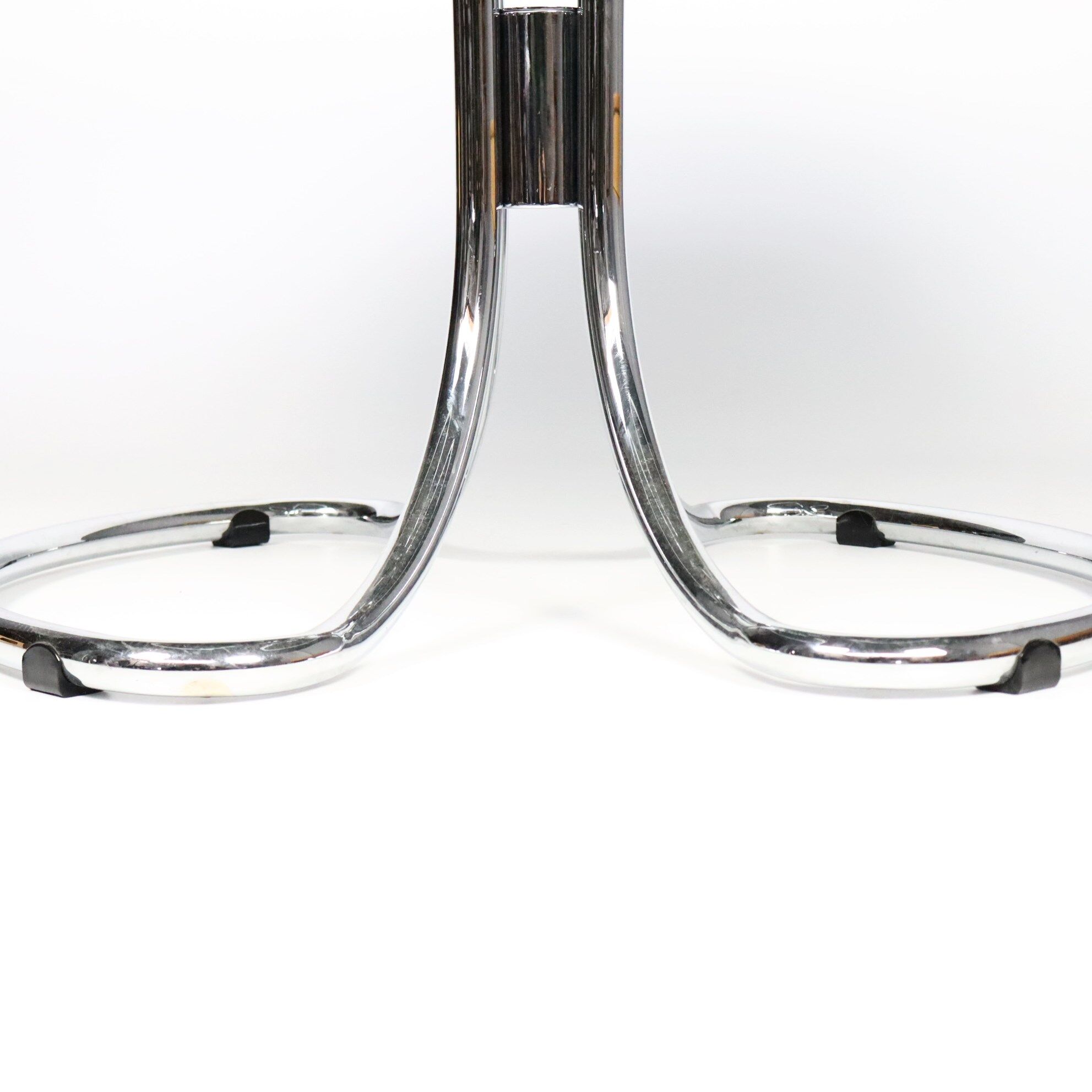 Dining table smoked glass and chrome foot