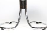 Dining table smoked glass and chrome foot