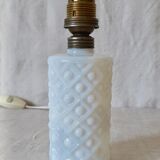 small bedside lamp bottle in bluish white opaline