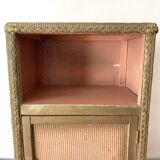 60s pink and gold Lloyd loom bedside table