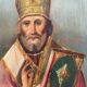 Old painting Russian Icon Saint Nicholas the Wonderworker