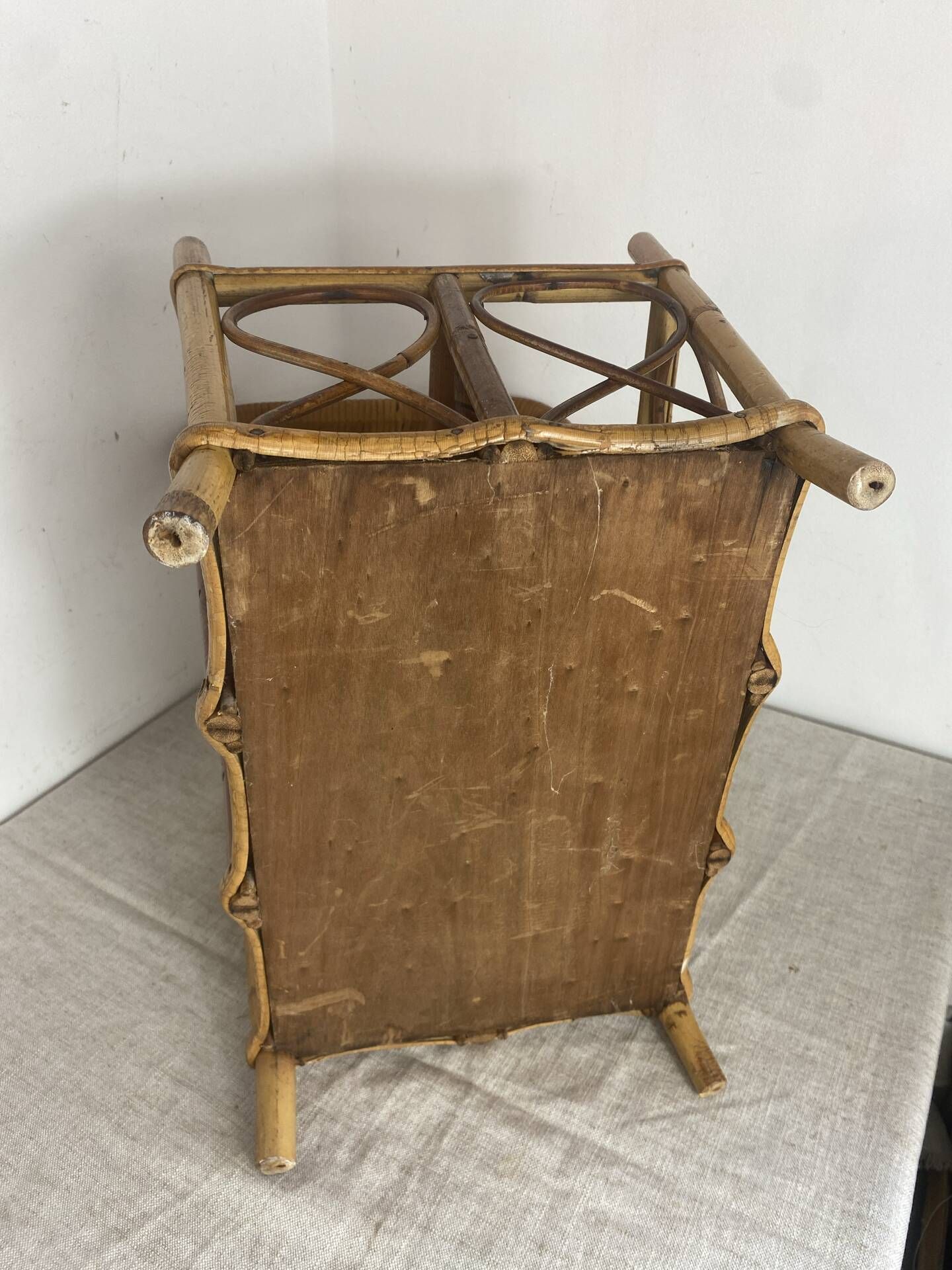 Basket, bottle holder, bamboo and rattan, 1970s