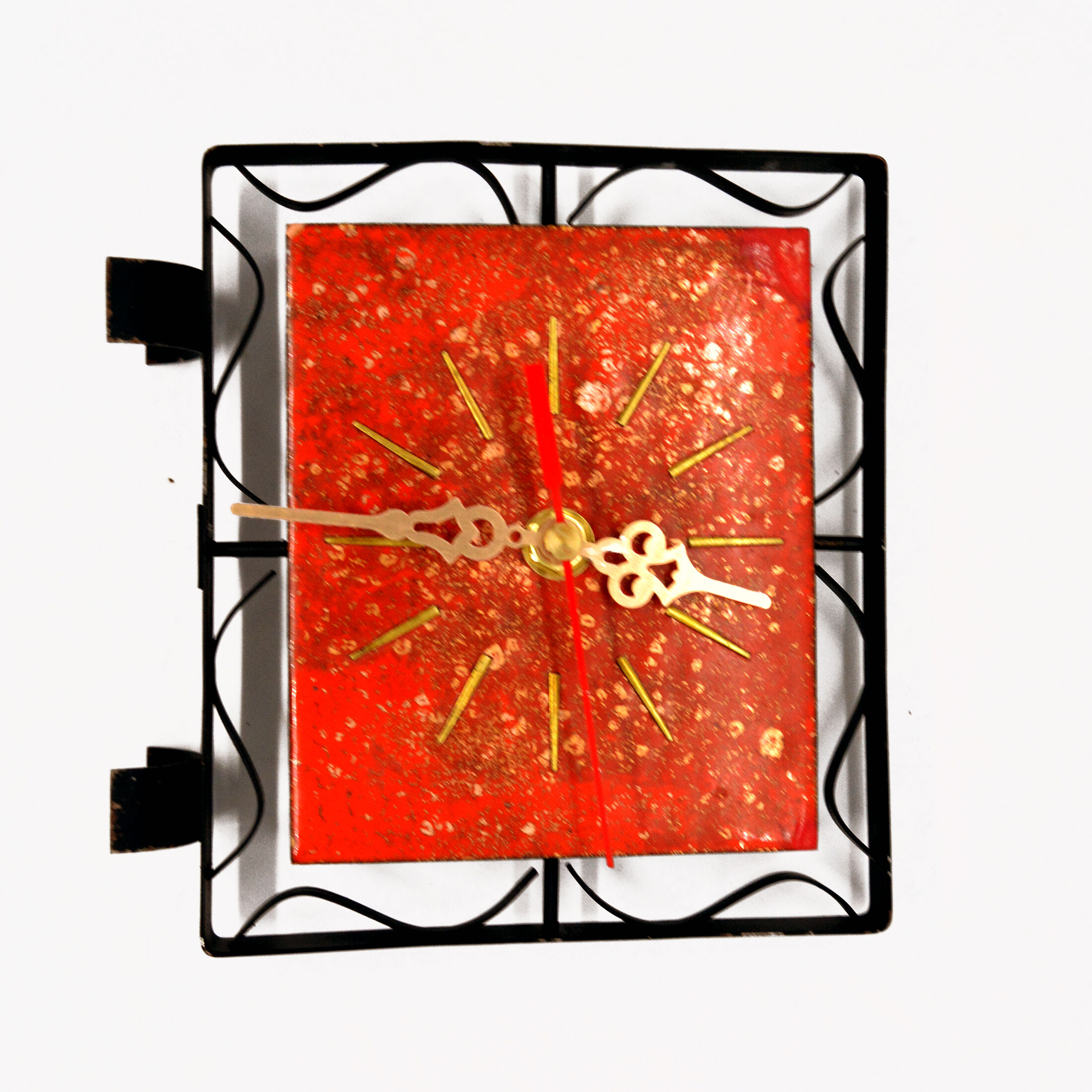 1970s modern electric fireplace clock VEB Elektrobau Greiz, Germany