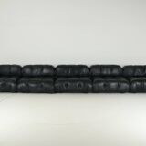 Camaleonda Sofa in Black Leather by Mario Bellini for C&B Italia 1960s