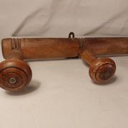 Wall coat rack 6 wooden hooks 1900s