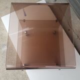 Table desserte roulante design en plexi fumé années 1970