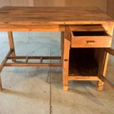 Old Burmese teak desk with 1 cabinet, 1 glass door + 1 drawer.