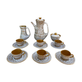 Stoneware coffee set niderviller model fauve - vintage - hand decoration