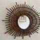 Vintage 1960s rattan sun mirror spiral - 80 x 62 cm