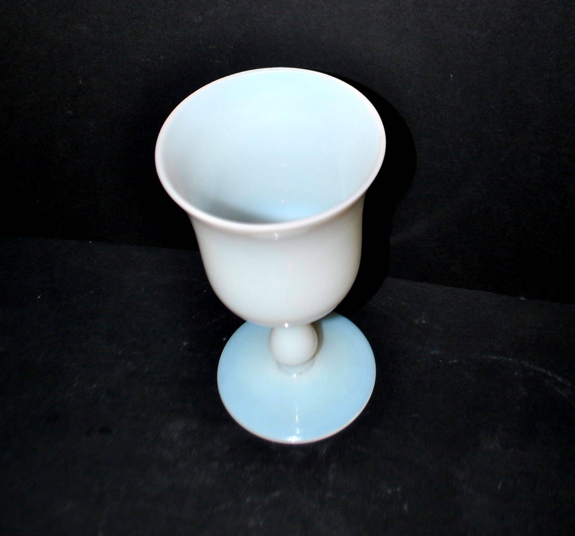 Antique footed glass in white opaline goblet chalice – Meisenthal craftsmanship?
