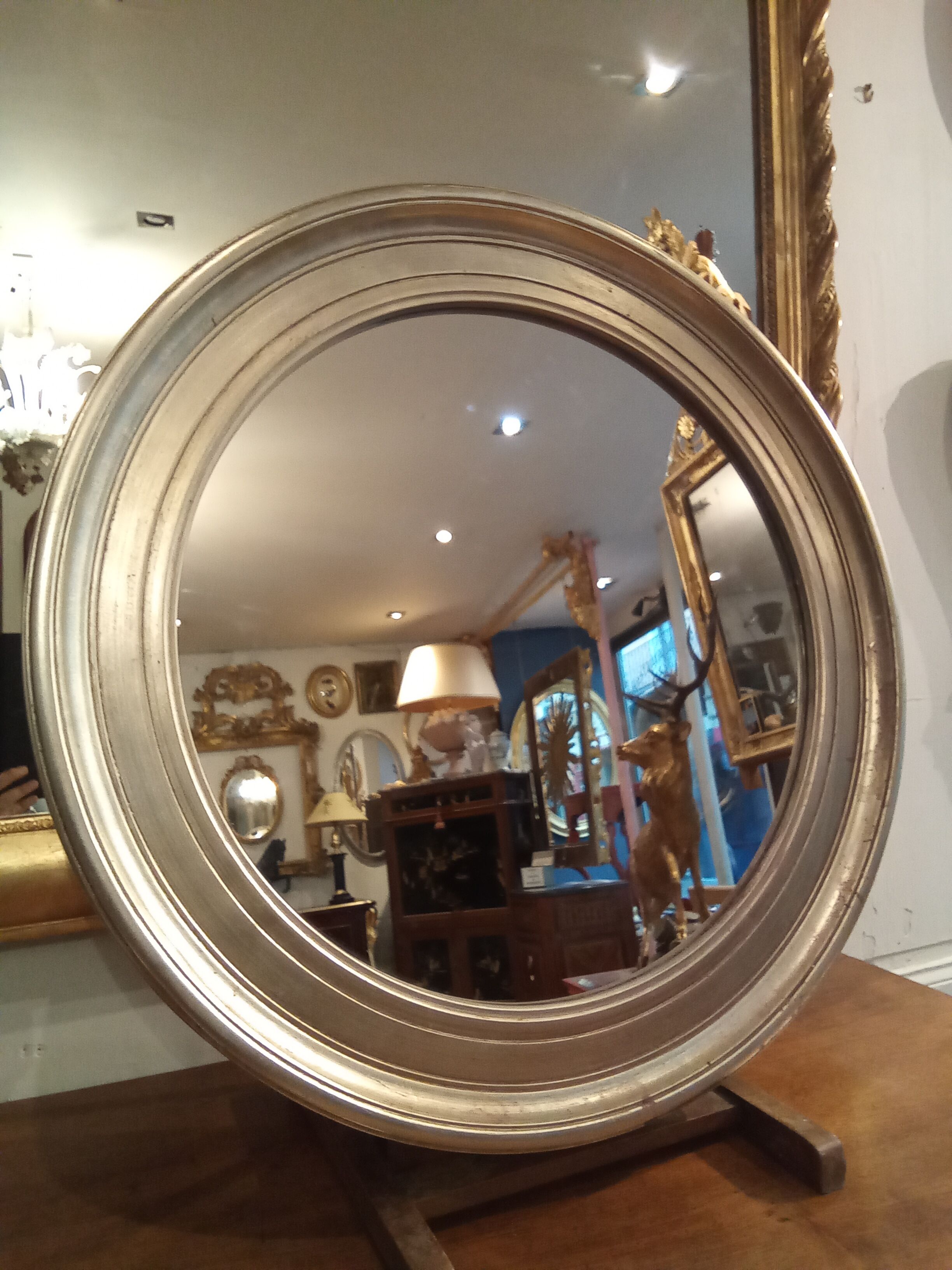 Silver round mirror 64cm