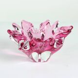 1960s Pink Art Glass Bowl, Frantisek Zemek Czechoslovakia