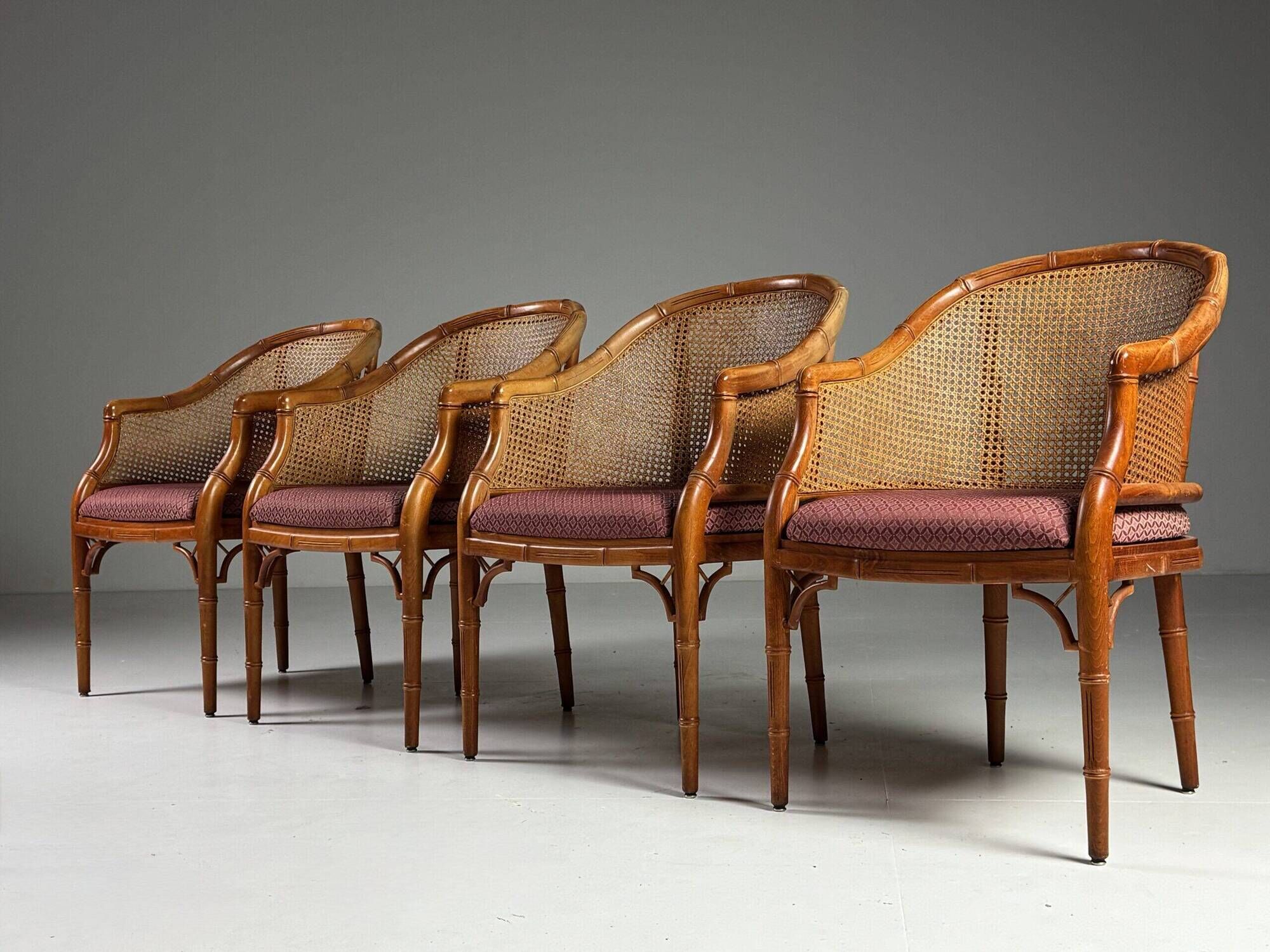 Set of 4 vintage faux bamboo chairs