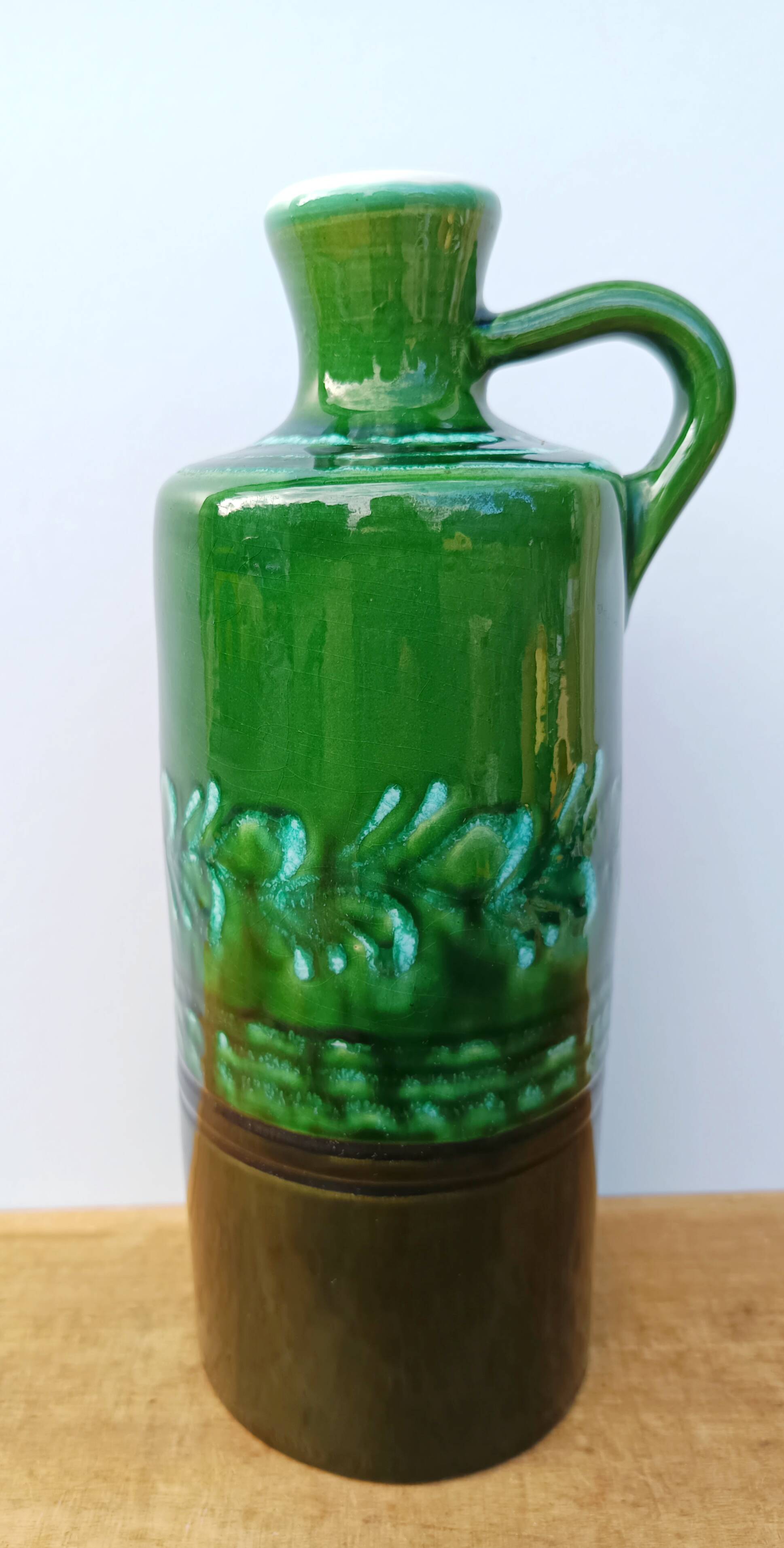 Bottle, vintage soliflore in enamelled terracotta