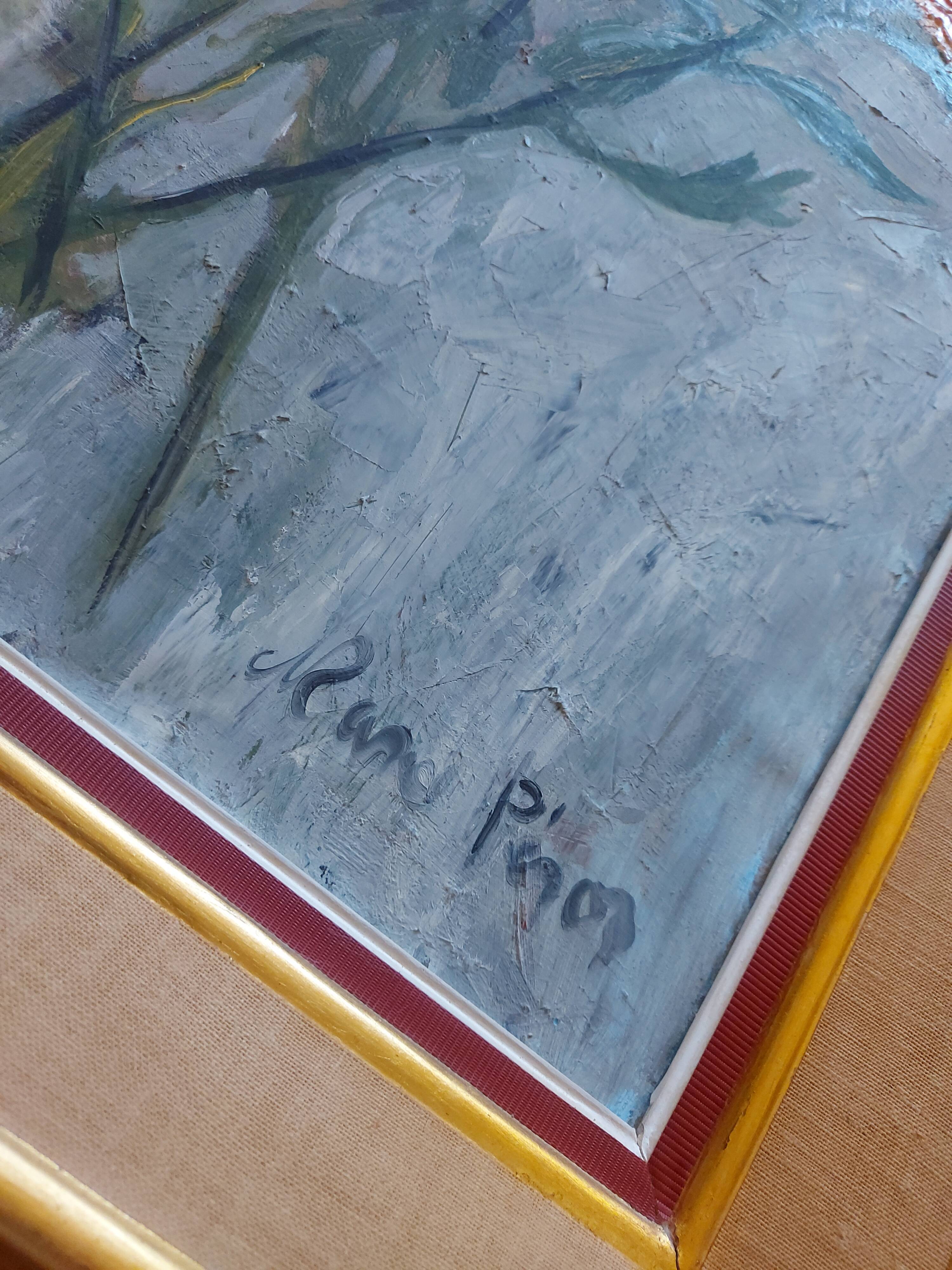 Oil painting signed 60'S, bouquet of flowers