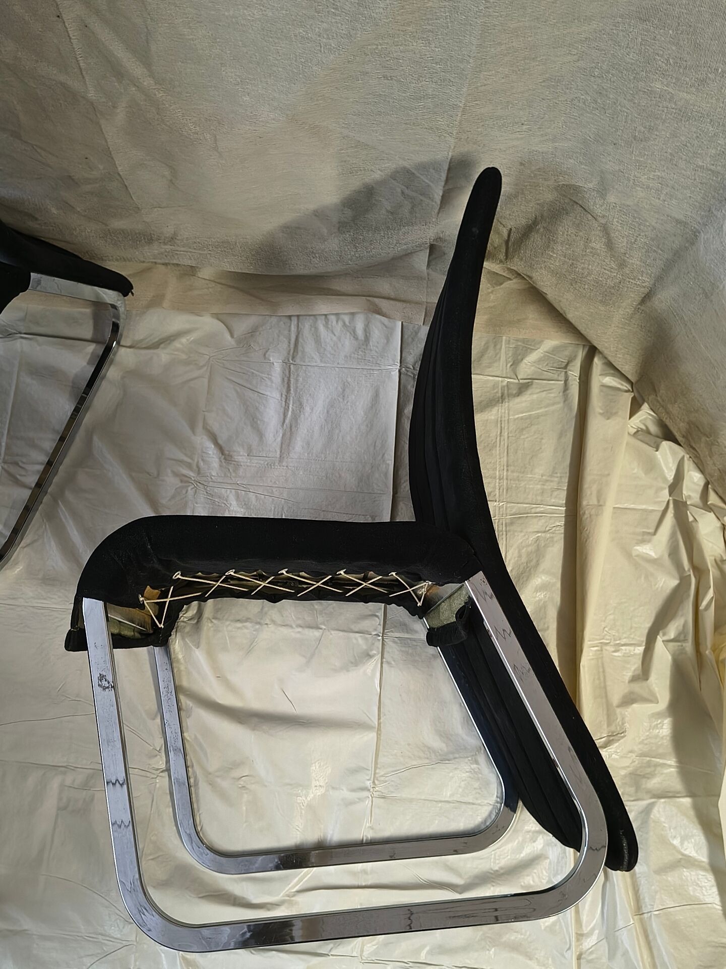 Vintage chrome chairs from the early 1980s.
