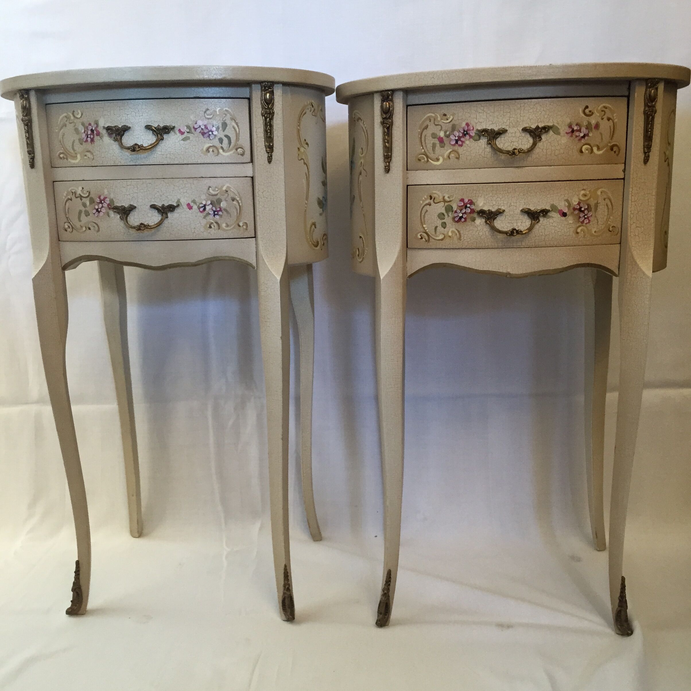 Pair of painted Louis XV style bedside table
