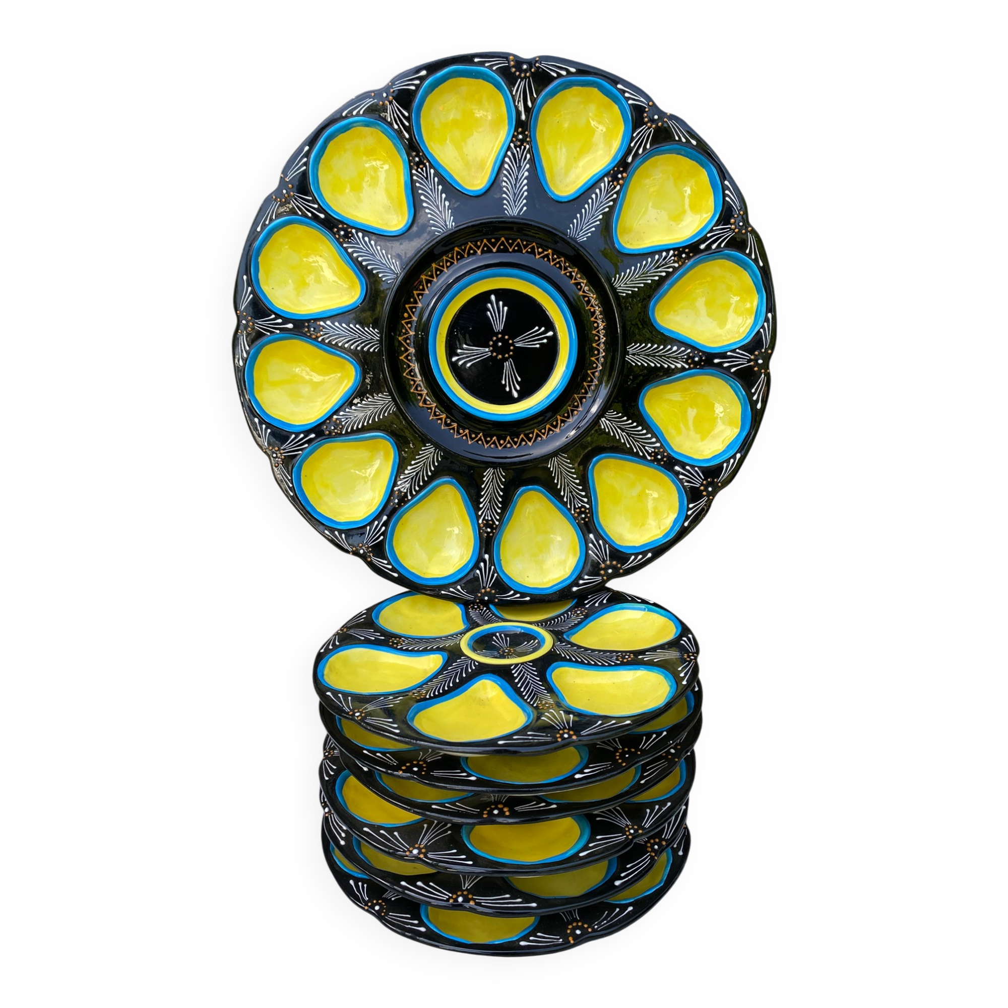 Oyster plates Quimper tableware or wall decoration
