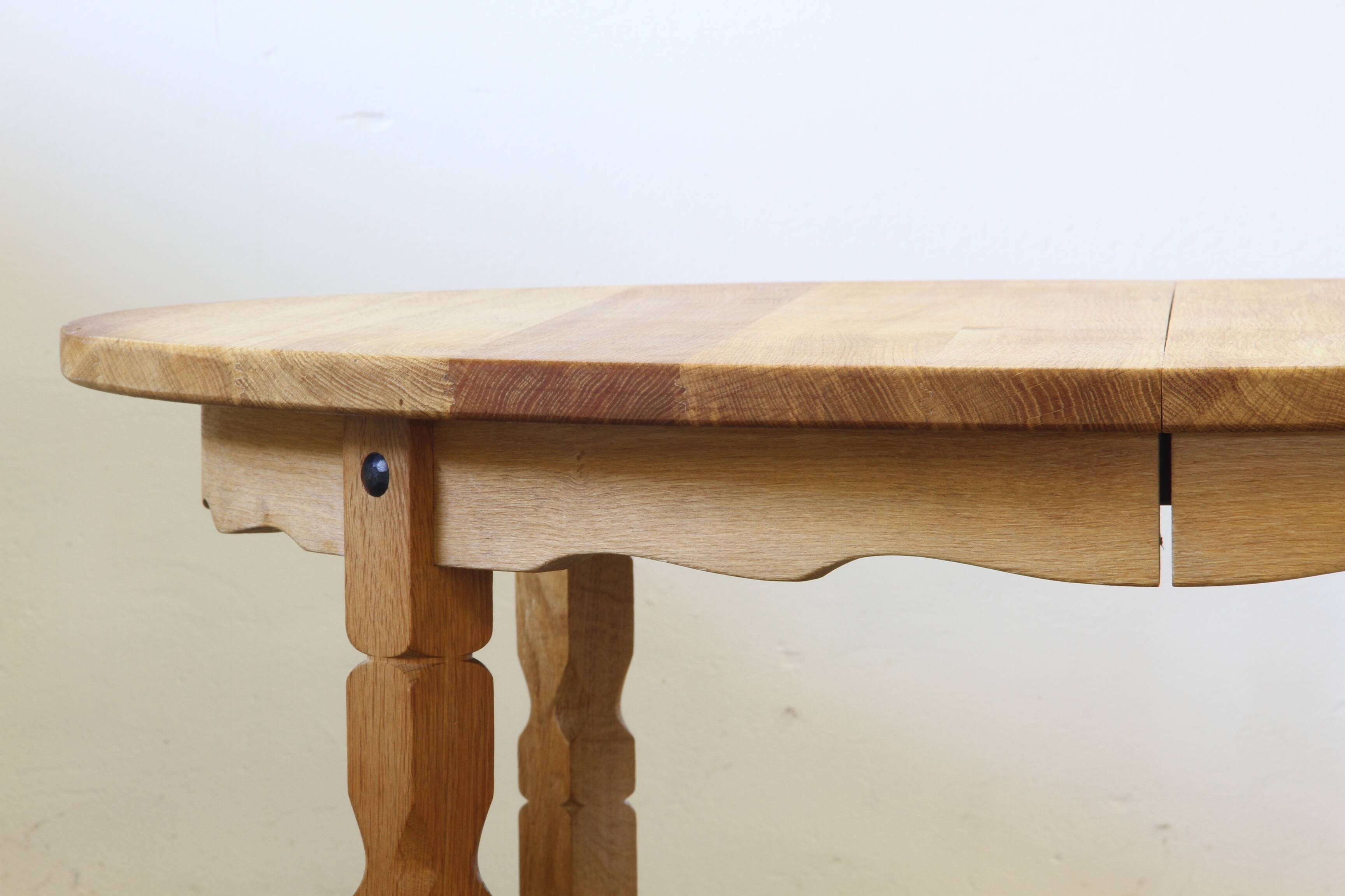 1960s vintage brutalist Danish extending oak dining table style Henning Kjærnulf
