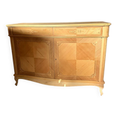 Buffet contemporain italien en noyer naturel avec incrustations de cerisier