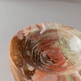 Vintage Onyx Stone Ashtray, solid green-beige-brown marbled, Italian design, 1970s retro decor