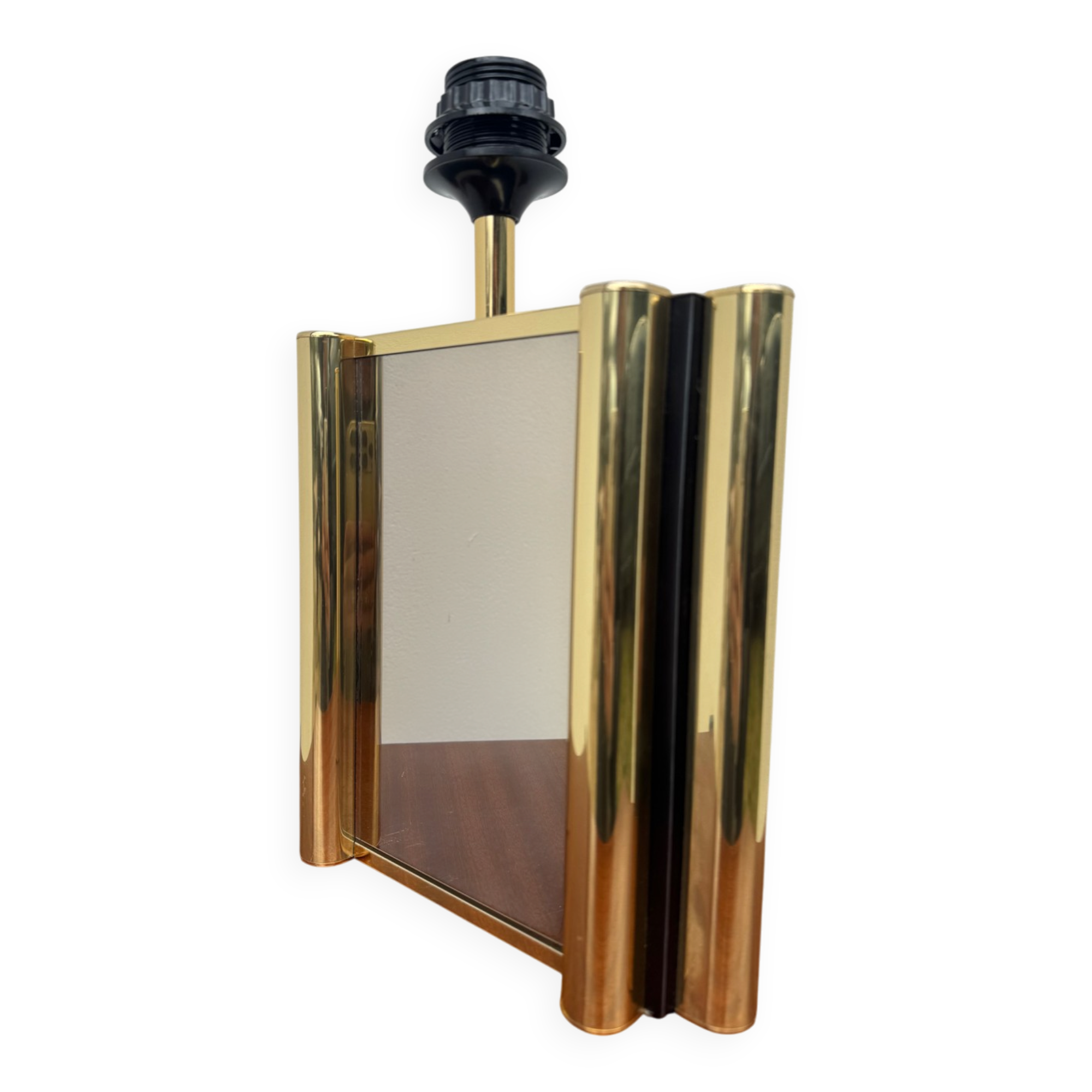 Smoked mirror lamp brass 1970s
