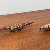 Vintage Australian Aboriginal Art Carved Wooden Animal Figurines, Set of 2