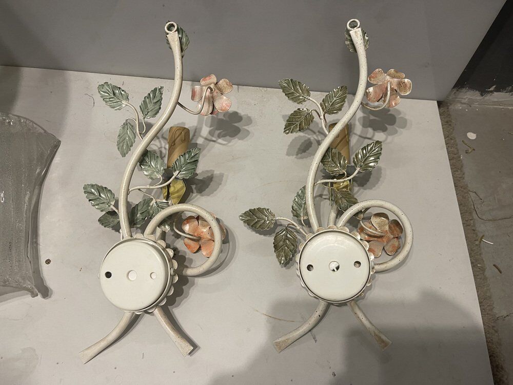 Italian Tole Flower Sconces, Set of 2
