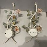 Italian Tole Flower Sconces, Set of 2
