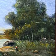 Impressionist painting - Oil on canvas, French School - Barbizon
