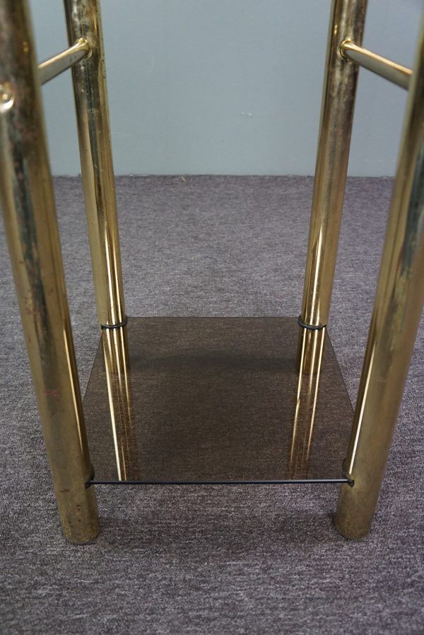 Hollywood Regency Golden Smoked Glass Side Table