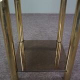 Hollywood Regency Golden Smoked Glass Side Table