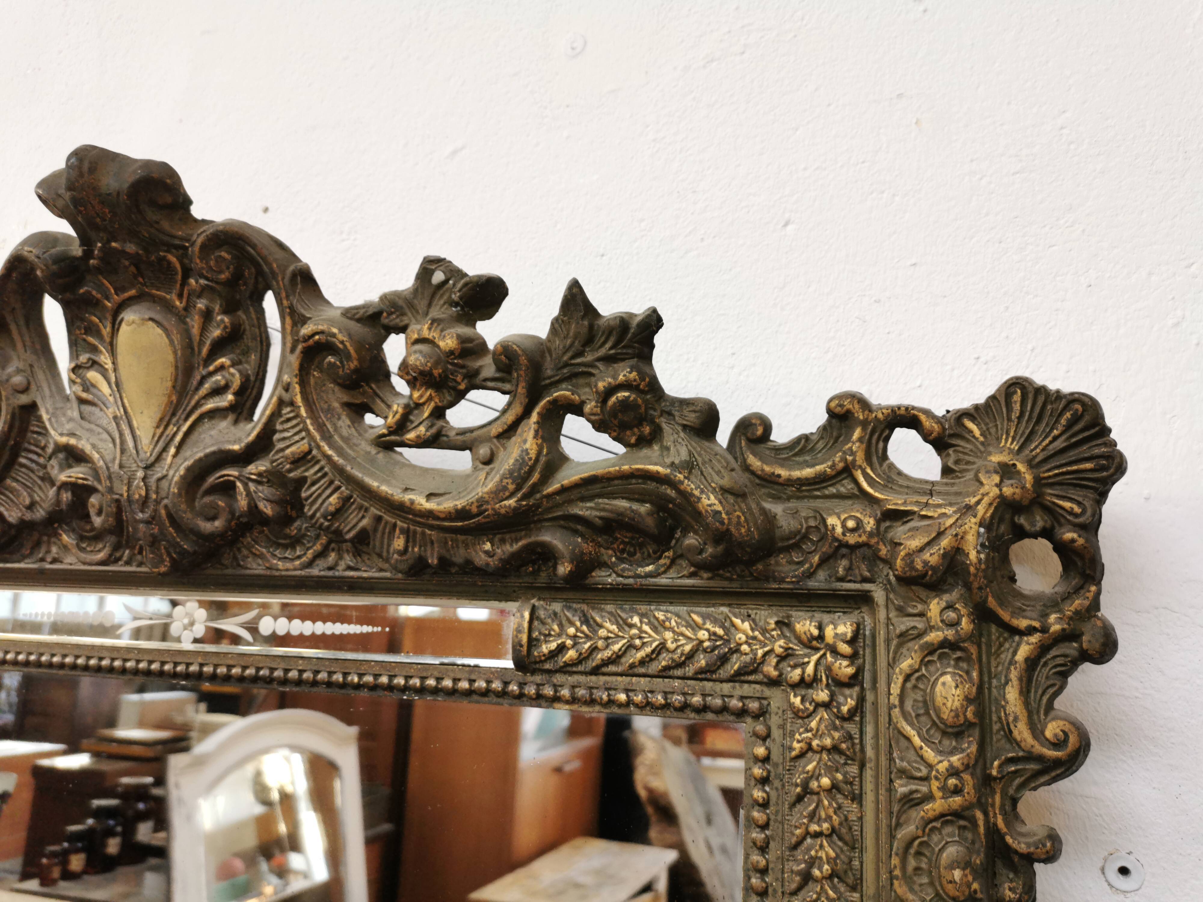 Ancient mirror 116 x 82 Napoleon III wood and gilded stucco