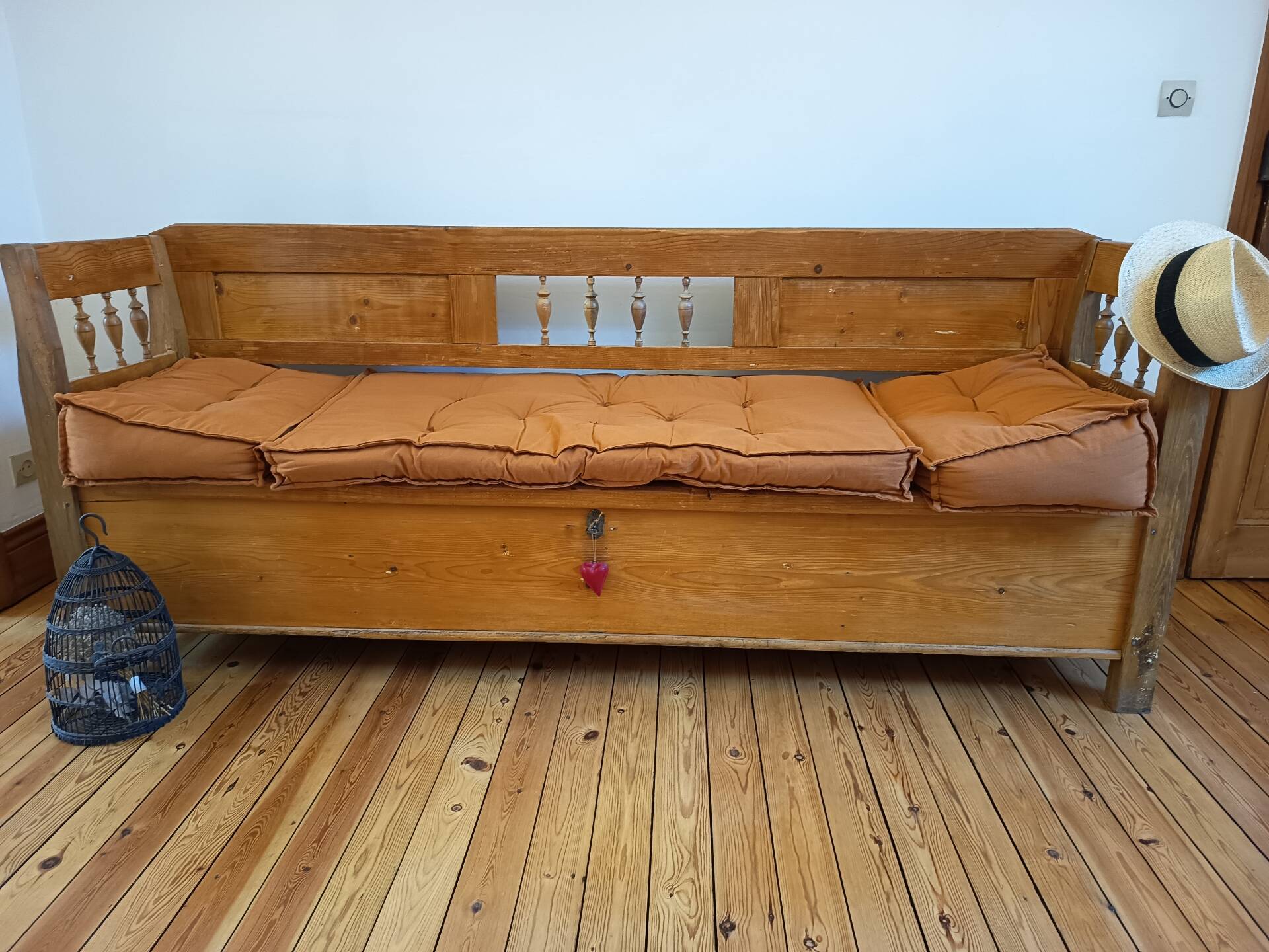 Hungarian bank-safe 2.17 m. Carved solid pine. Early 20th century.
