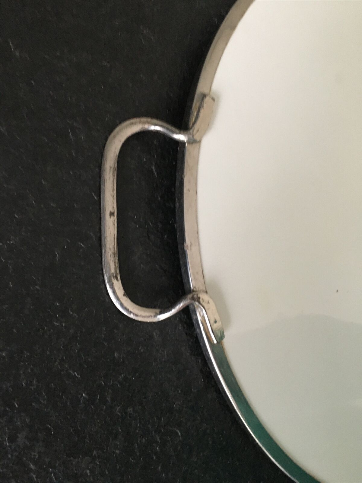 Vintage round tray with 1970s handles