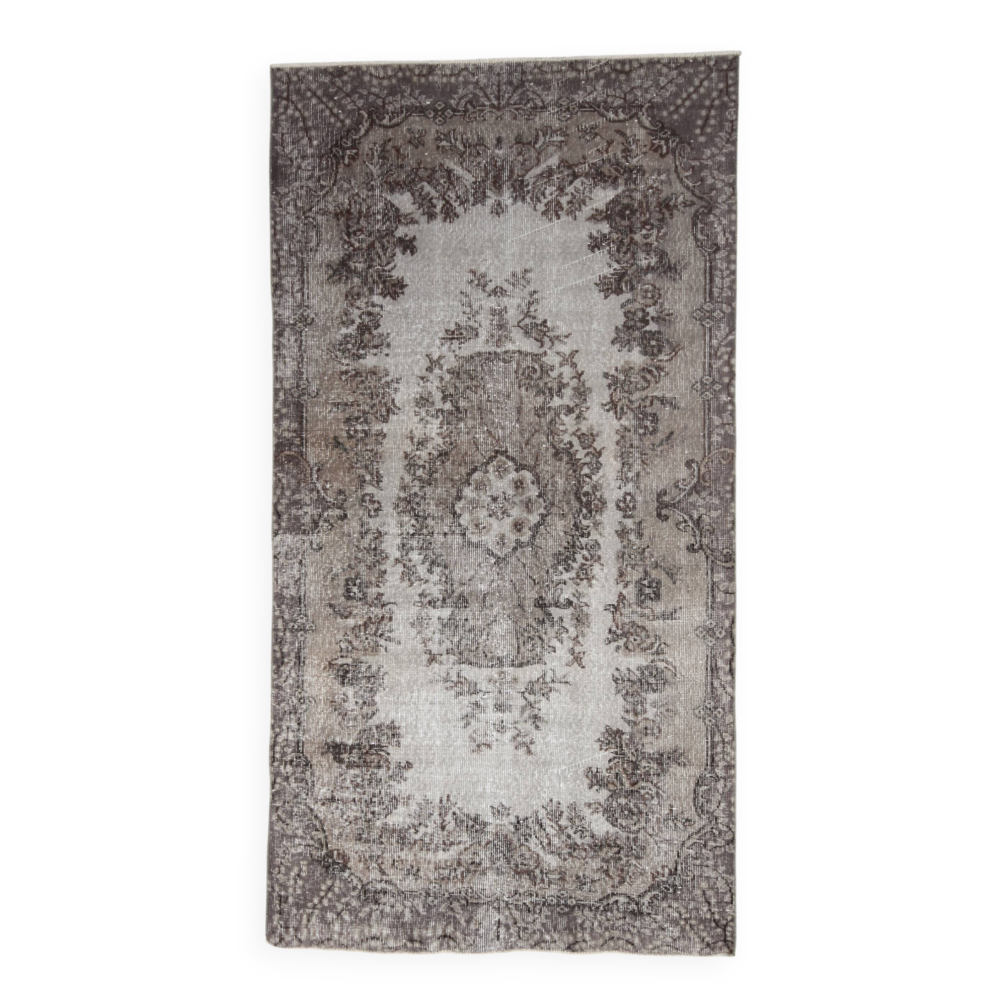 4x7 Gray & Brown Turkish Vintage Rug 114x214Cm SK 4869