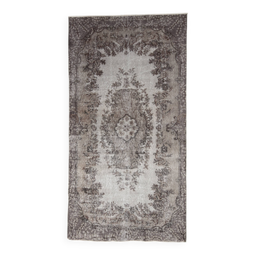 4x7 Gray & Brown Turkish Vintage Rug 114x214Cm SK 4869