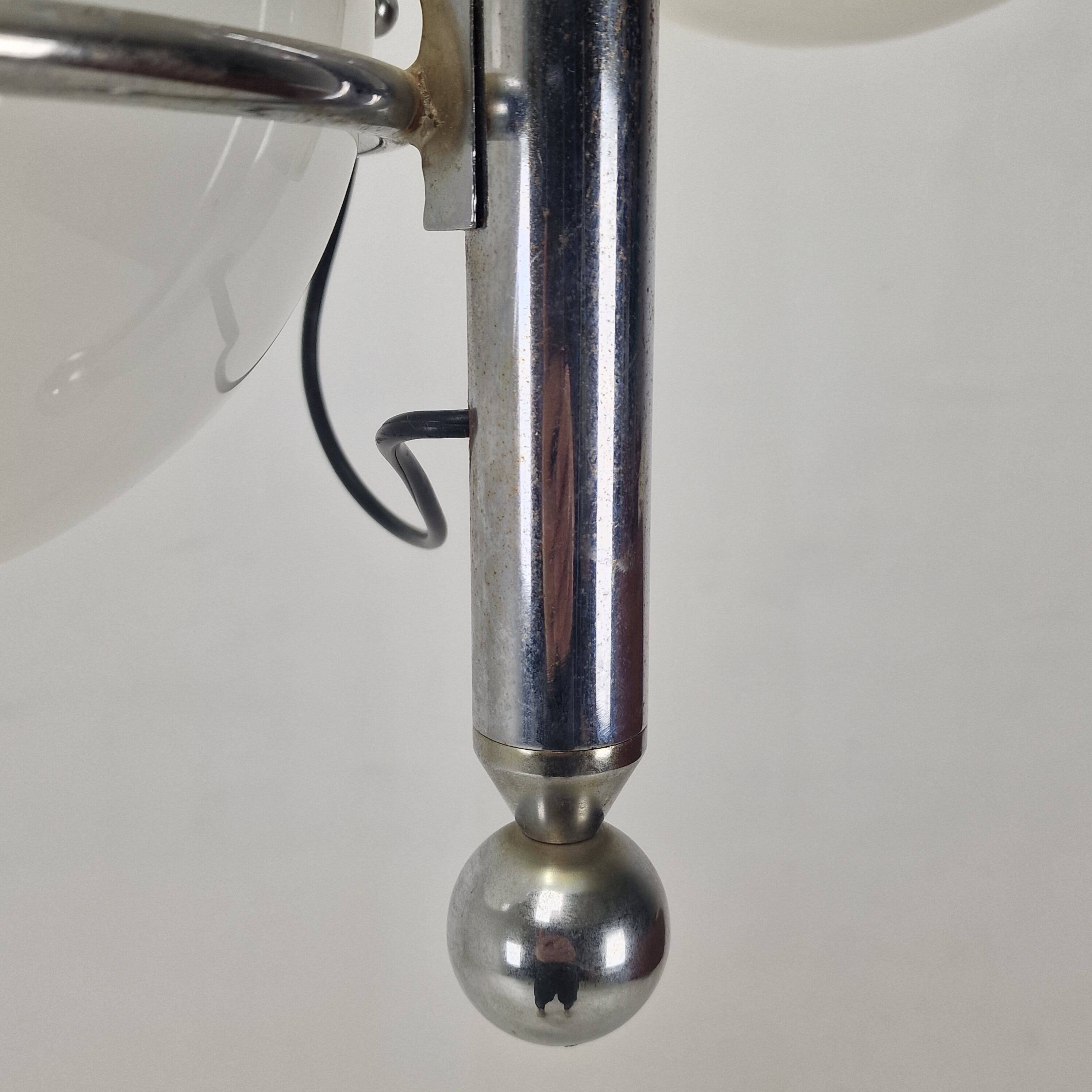 Italian Chrome Lamp with Three Opaline Glass Globes – 1970s
