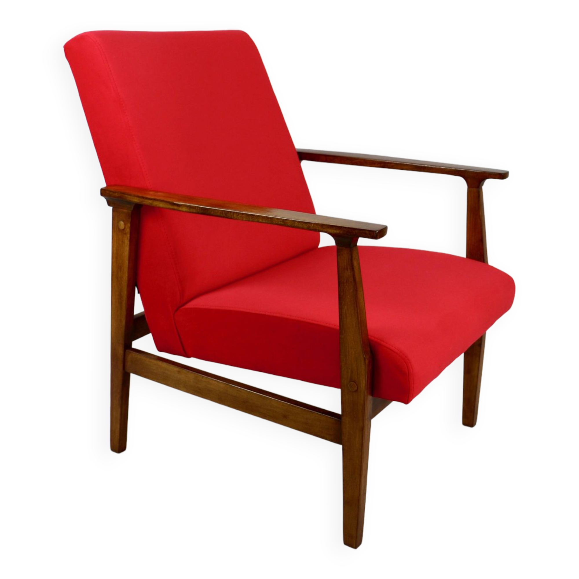 Chaise longue vintage en velours rouge, années 1970
