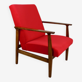 Chaise longue vintage en velours rouge, années 1970