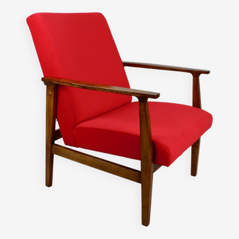 Vintage Red Velvet Lounge Chair, 1970s