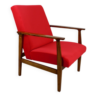 Vintage Red Velvet Lounge Chair, 1970s
