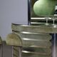 Suede and chrome dry bar with barstools in green by Willy Rizzo, Italy 1970s