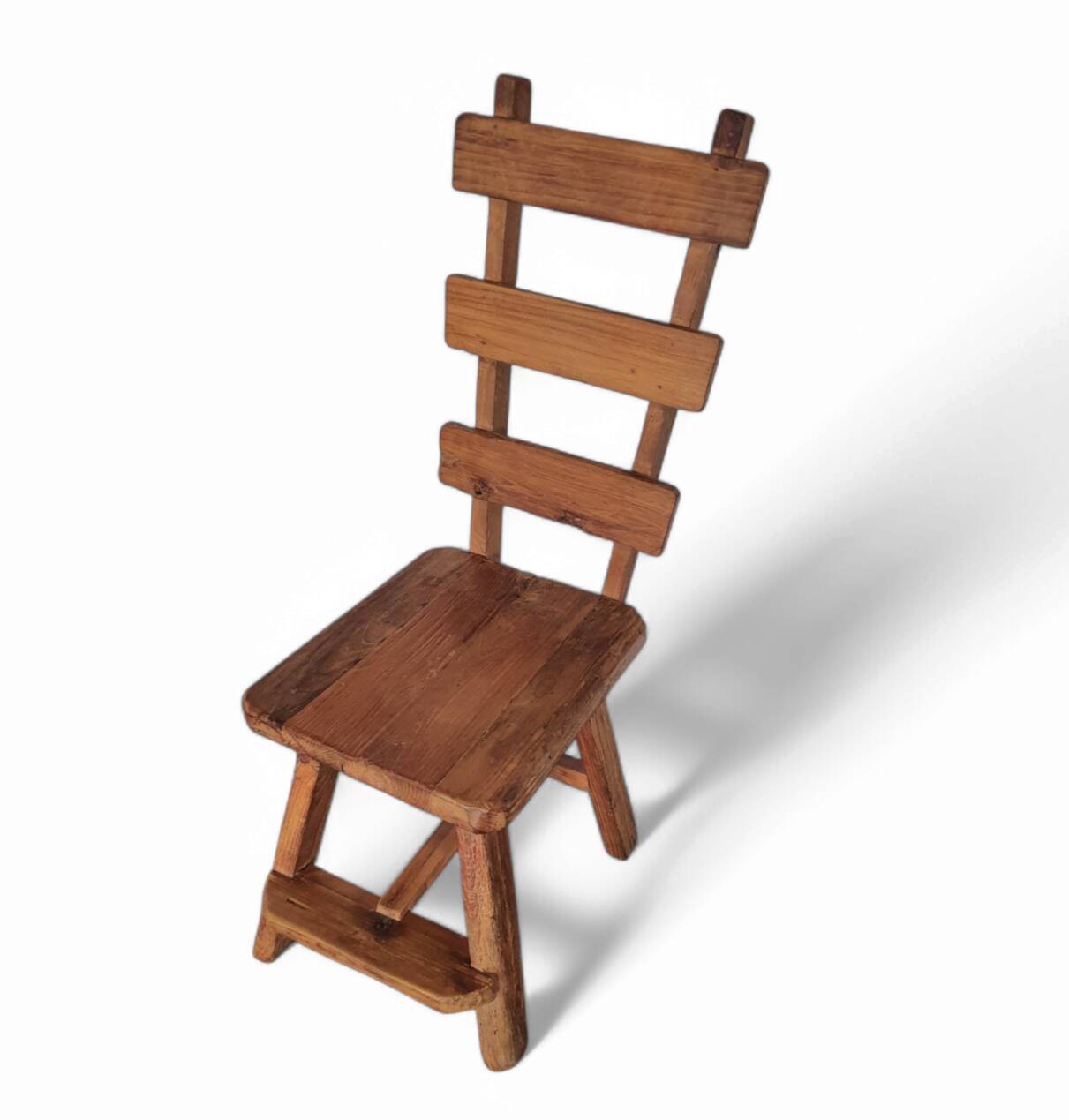 Elm wood brutalist wabi sabi dining set with 6 chairs & Table, 1960s