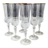 Lot 6 x Flûtes à Champagne cristal/Mod Valencay Gold/Cristal d Arques