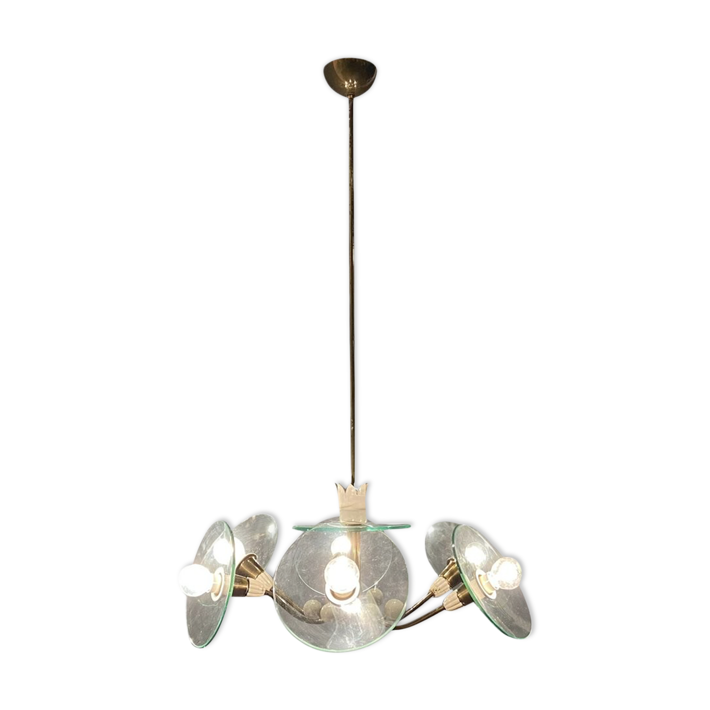 Brass glass chandelier, 1940s