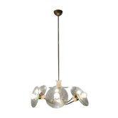 Lustre en verre en laiton, années 1940
