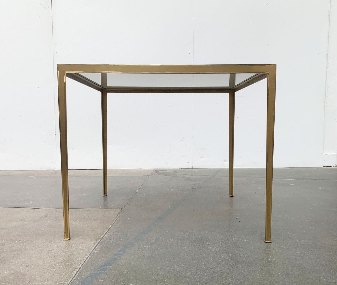 Brass and Glass Side Table in Hollywood Regency German Mid-Century Style by Vereinigte Werkstätten, 1960s